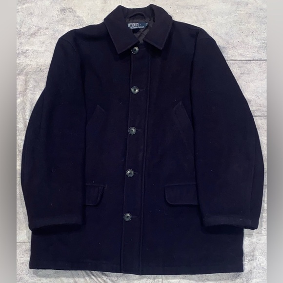 Polo Ralph Lauren Wool Navy Peacoat Field Jacket Coat Military M Quilted Vintage - Picture 1 of 4